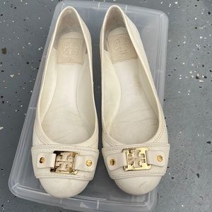 White Tory Burch ballerina flats 6.5